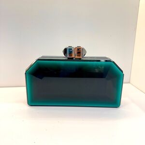 Judith Leiber cocktail bag “speccio” natural Quartz Stone. Green.